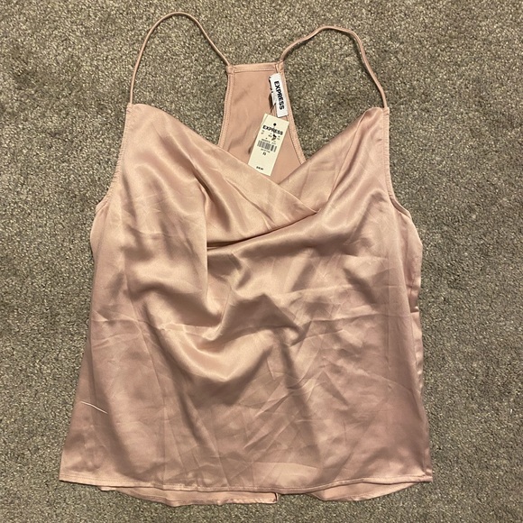 NWT Express Light Pink Satin Cowl Neck Tank - Picture 1 of 2